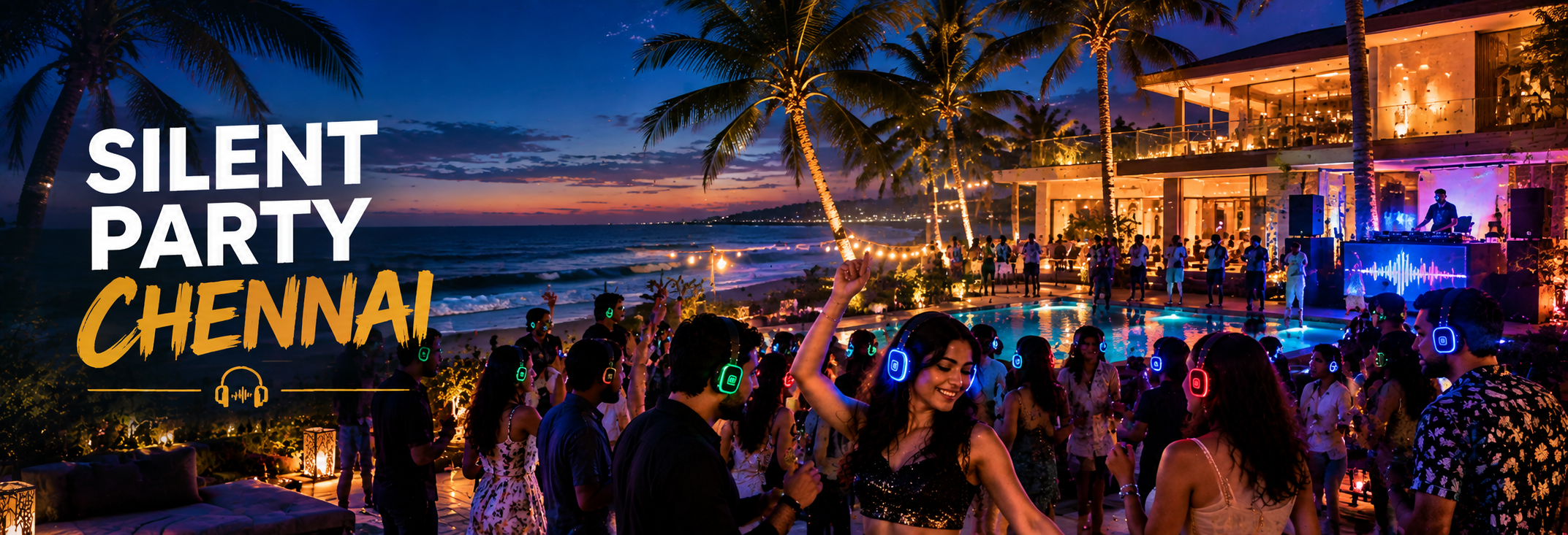 Silent Party Headphones Chennai - ECR Beach House & Silent Disco Rental